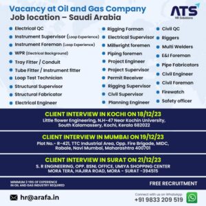 Oil and Gas vacancy in Soudi Arabia 2024